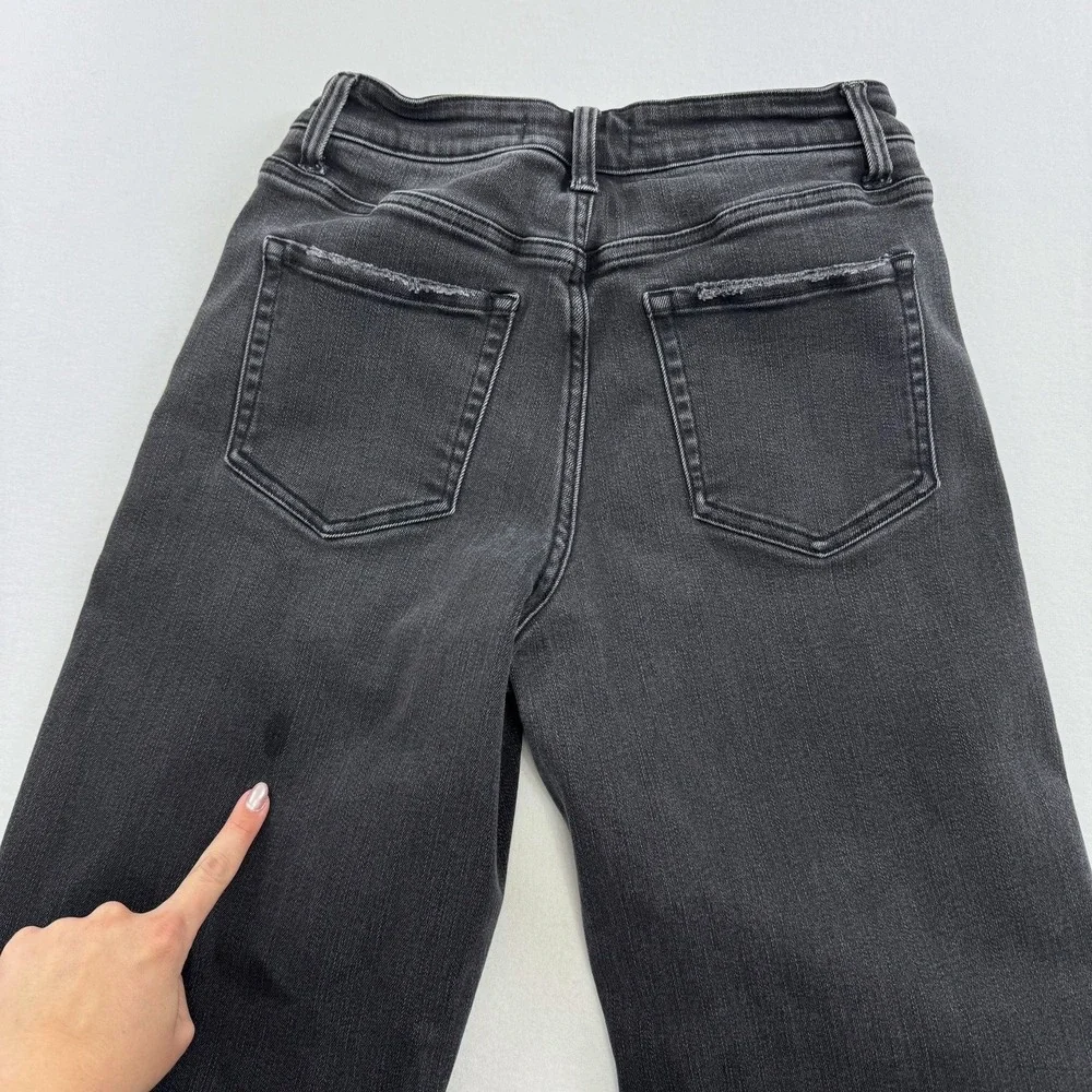 Flying Monkey Womens Wide Leg Jeans Faded‎ Black Raw Hem F5296 Size 28